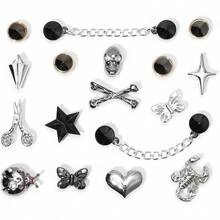 Bling Shoe Charms Women, Rhinestones Shoe Decoration Charms, Girly Shoe Chains Clog Sandals, Shoe Accessories Party Favor - Gothic - 查看 2