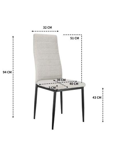 Set Of Dining Chairs High Backrest, Metal Frame Padded Seat Com Tafel Room, Living Room Office view 5