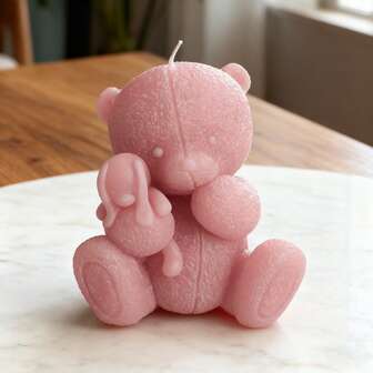 1pc Cartoon Bear Hug Bear Candle Silicone Mold, Desktop Ornaments For Handmade Plaster, Candle, Resin Molds, Easy To Demold And Reusable.