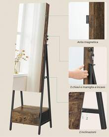 Schmuckaufbewahrungsschrank mit Spiegel und rollender Schubladenbasis große Schiebeschublade JBC61W