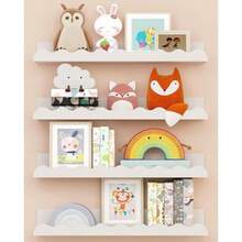 ' Bookshelf Set Of 4 White Floating Nursery Book Shelves Picture Ledge Shelf For Wall Decor And Storage Perfect For Books Toys Photo Frames And Nursery Décor White - As Pic - View 1