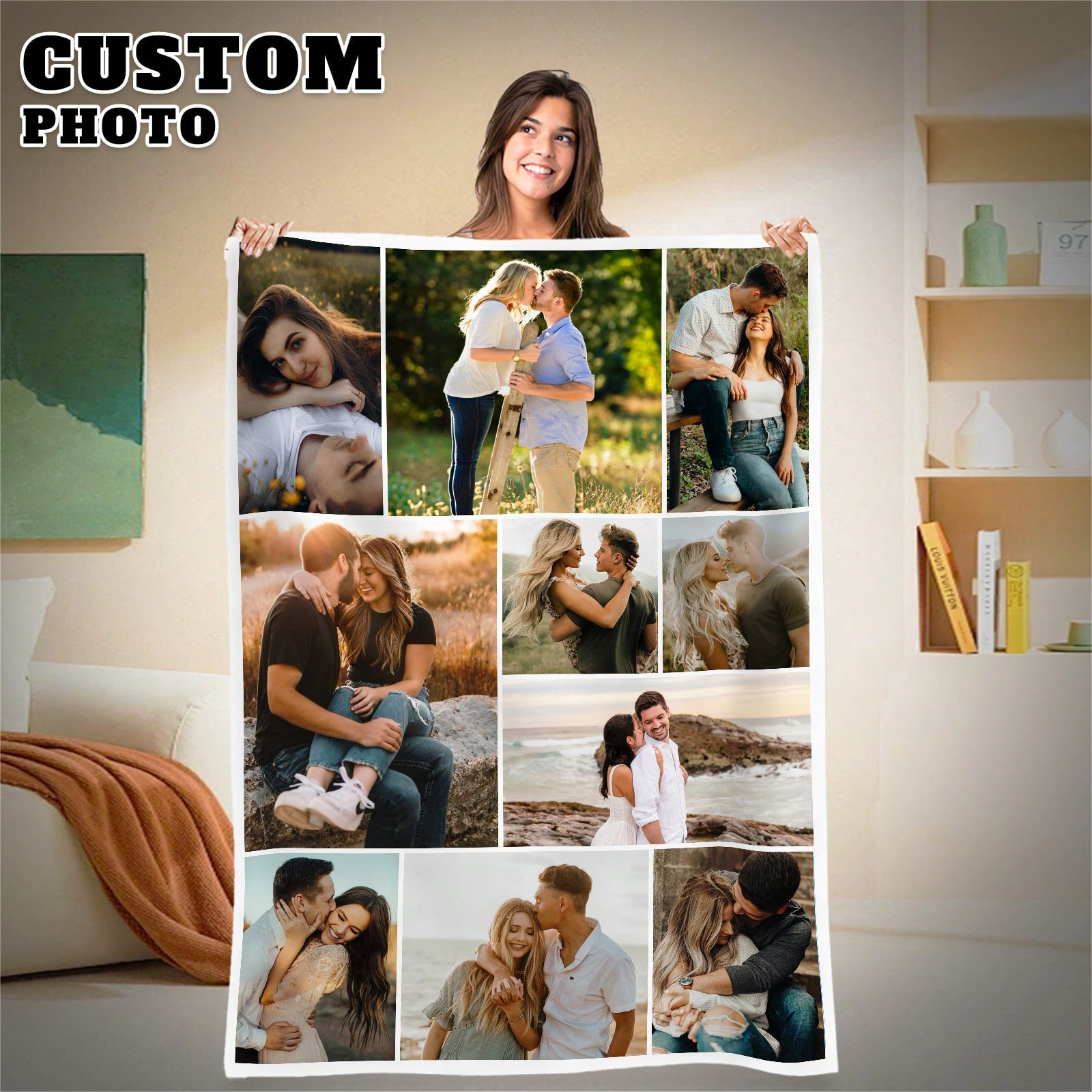 Pieza Foto personalizada, Franela personalizada con fotos y texto, Ropa de cama, Mantas personalizadas, Mejor amigo, Acogedor, Regalo familiar, Regalo