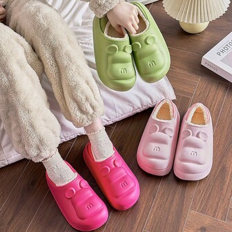 1 par de pantuflas de invierno impermeables y térmicas, con suela gruesa, cómodas y antideslizantes para el hogar, de felpa para hombres y mujeres