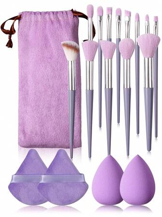 4/13/18pcs High-Quality Makeup Brush Set - Powder Brush, Blush Brush, Eyeshadow Brush, Concealer Brush, Multi-Functional Makeup Brushes, Water-Expanding Makeup Sponge, Flocked Triangle Powder Puff, Portable Storage Bag,Brush Set,Makeup Brush Kit,Make Up Brush Set,Make Up Set Complete,Makeup Brush Set,Complete Makeup Kit,Brush Kit,Brushes Makeup Set,Makeup Gift Set