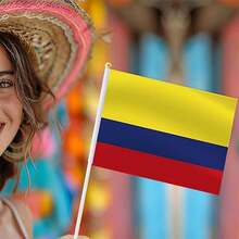 Colombian Flag (Hand Waved Flag), Small Mini Colombian Flag, National Decoration For Schools, Conference Rooms, Parties, Sporting Events, Patriotic Festivals, Bars, Grand Openings And More! - Multicolor - View 7