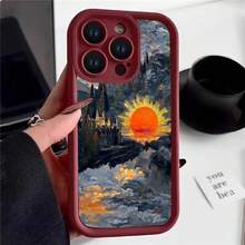 Funda de teléfono personalizada compatible con iPhone 17 Air, funda a prueba de golpes para Apple 15, pintura al óleo 16, nueva 13 Pro Max 14X - Burdeos - Ver 2