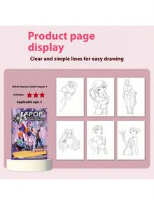 1pc Anime Cartoon Girl Group Minimalist Line Art Poster, Suitable For Fans And Artists, Christmas Gift, Christmas Decor (Random Style) - Multicolor - View 3