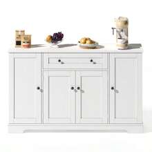 Multifunctional Kitchen Buffet – 138 Cm Sideboard With Drawer, Shelves & Adjustable Shelves – Modern Design With Anti-Tip Device, Ideal For Kitchen, Living Room & Bedroom - 白色 - 查看 1