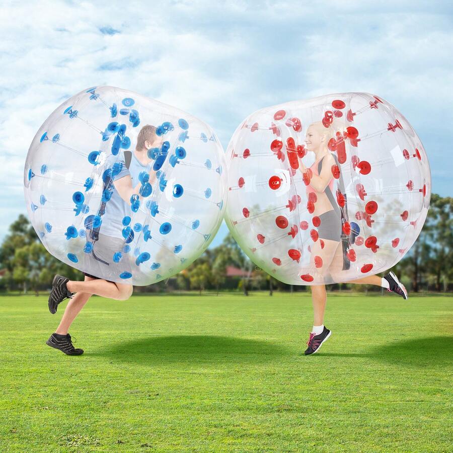 Paquete de 2 pelotas de parachoques inflables de 1,5 m (5 pies) para adolescentes y adultos, bolas de burbuja de PVC de 0,8 mm de grosor con forma de hámster humano para juegos en equipo al aire libre, juguetes de parachoques para jardín, patio y parque. - 2 pelotas - Ver 1