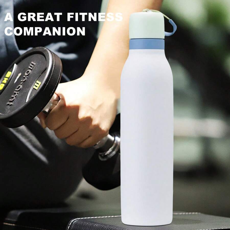 White Water Bottle 24oz, 710ML, With Straw,Suitable For Carrying Out,Heat Preservation Time More Than 24 Hours, Cold And Hot Water Can Be Insulated, Can Make Coffee, Frozen Drinks, Suitable For Camping, Work, Indoor And Outdoor Use. - 白色 - 查看 1