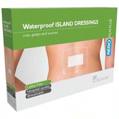 AEROFILM PLUS Waterproof Island Dressing Waterproof Dressing Barrier With Transparent Film And Absorbent Pad For Post‑Operative Care Hypoallergenic Adhesive Frame Delivery 10 X 12 Cm Box Of 20