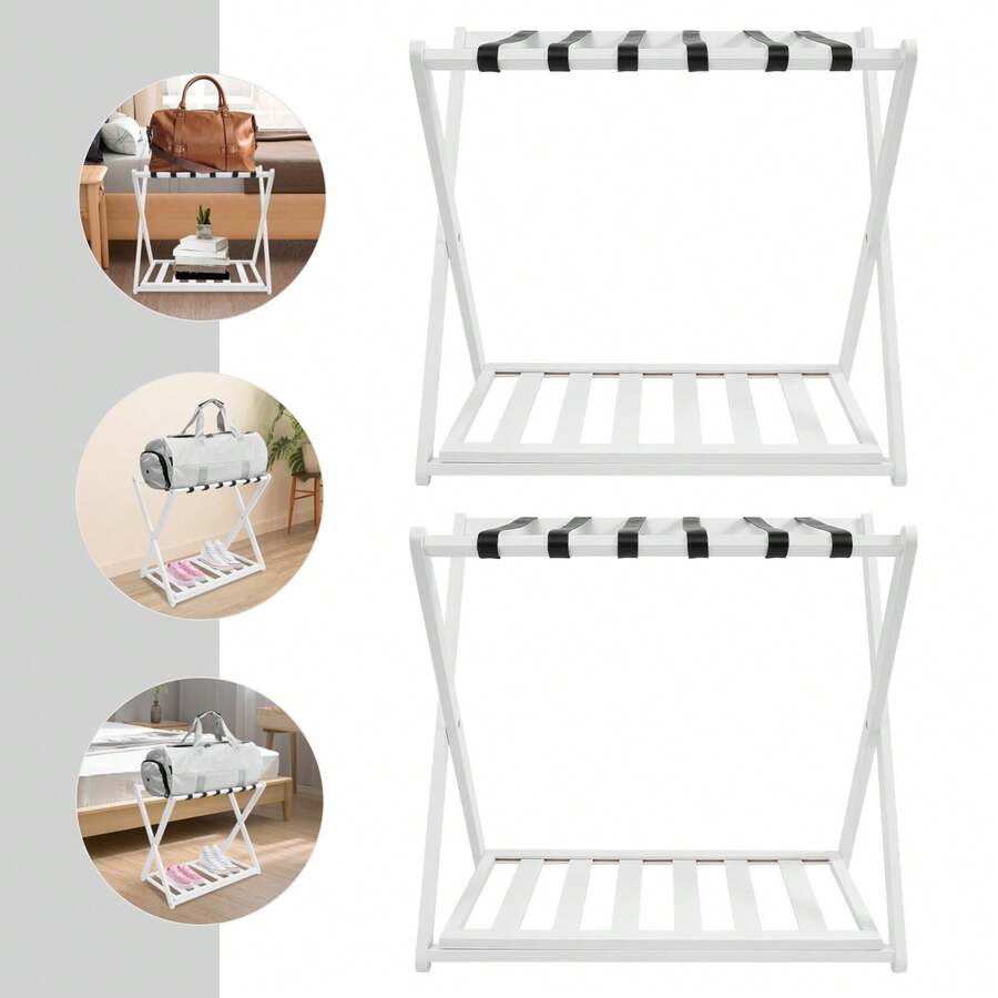White Luggage Rack, 2 Pack Luggage Rack For Guest Room, Folding Luggage Rack - White - View 1