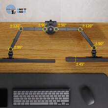 家用双臂电视/电脑显示器支架，符合人体工程学设计，适用于两台 13 英寸至 27 英寸液晶显示器，可双向倾斜和旋转，高度可调。 - 黑色 - 查看 8