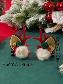 2pcs Cute & Elegant Reindeer Antler Headband, Suitable For Christmas Holiday Outfit - Multicolor - View 5