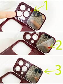 1pc Burgundy Bow Tie Mirror Stand TPU Phone Case Compatible With IPhone X XR XSMax 11 12 13 13Pro 13ProMax 14ProMax 14ProMax 15 15PRO 15PLUS 15PROMAX IPhone16 16Pro 16Plus 16Promax 17 17Pro 17Promax 17Air - Multicolor - View 8