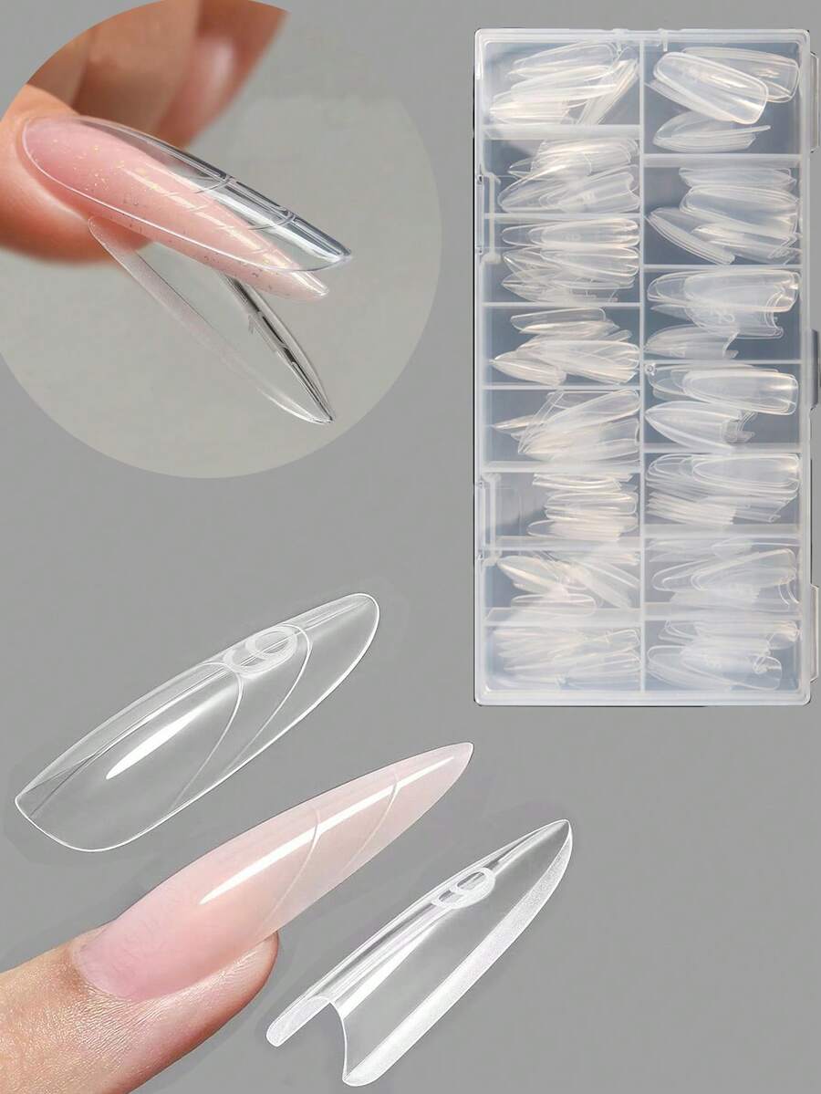 240 Pcs/Box Nail Sandwich Dual Form Nail Tips Quickly Building Gel Form Nail System Full Cover Tips Nail Extension Form - Apricot - View 1