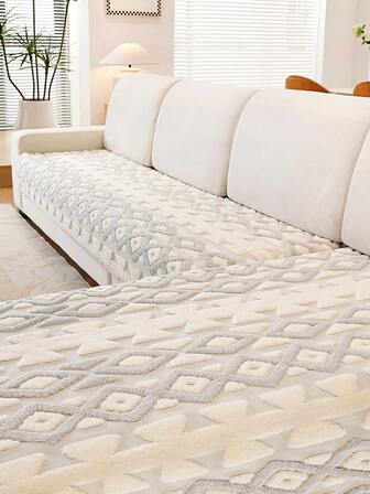 1 件波西米亚风格钻石绗缝毛绒沙发垫，乡村风格暖色调沙发套，防滑防宠物抓挠，四季沙发套，适用于客厅/餐厅/卧室/书房，适合 1/2/3/4 座和组合沙发，秋季装饰，房间装饰，返校，学校用品