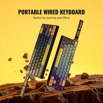 昌协 C68 60% 紧凑型有线键盘，68 键 RGB 背光，小巧便携，适用于办公电脑、Windows 平板电脑、笔记本电脑和游戏玩家。圣诞礼物/新年礼物/圣诞装饰/圣诞版儿童礼物/家庭礼物/年末礼物。