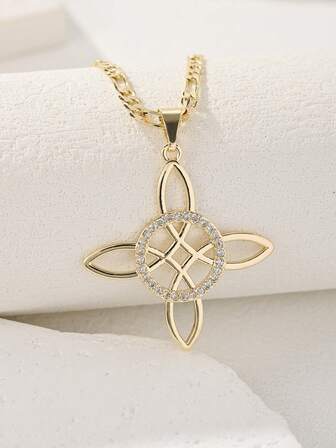 1 pieza Accesorio de joyería - Nudo chino, Nudo de bruja, Nudo cuadrado, Colgante amuleto, Chapado en oro de 14K con circonita, Regalo de joyería elegante, Accesorio espiritual, Colgante de moda, Encanto exquisito, Chapado duradero, Artesanía, Colgante de encanto, Accesorio con tema de fe, Adecuado para hombres y mujeres, Gran regalo para amigos, novias, uso diario y festivo para damas