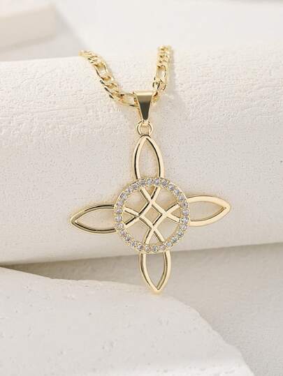 1 pieza Accesorio de joyería - Nudo chino, Nudo de bruja, Nudo cuadrado, Colgante amuleto, Chapado en oro de 14K con circonita, Regalo de joyería elegante, Accesorio espiritual, Colgante de moda, Encanto exquisito, Chapado duradero, Artesanía, Colgante de encanto, Accesorio con tema de fe, Adecuado para hombres y mujeres, Gran regalo para amigos, novias, uso diario y festivo para damas