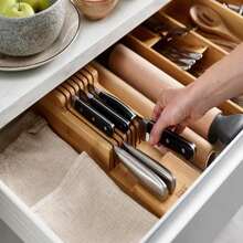 Joseph Joseph DrawerStore Compact Knife Organizer, Holds Up To 9 Knives, Kitchen Organization &Amp; Drawer Storage, Bamboo - ColorC - 查看 5