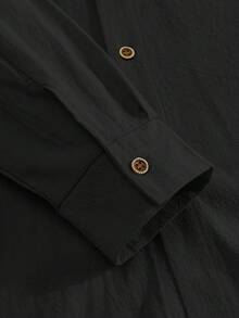 Men's Shirt Linen Long Sleeve Shirt,Camisa De Hombre,Long Sleeve Shirt For Men,Old Money Outfits Men,Outdoor Music Festival, Boyfriend/Husband Gift, Anniversary Gift,Suitable For Beach Vacation,Spring,Summer - 黑色 - 查看 10