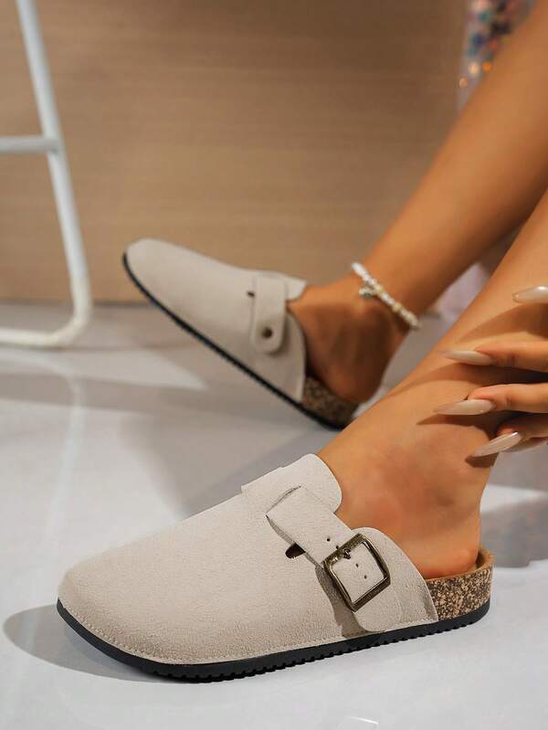 Women's Solid Color Casual Thick Sole Slip-On Slippers With Anti-Slip, Suitable For Autumn/Winter