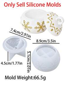 1个带盖圣诞圆形玻璃球硅胶模具，DIY手工3D圆形玻璃球礼品收纳盒石膏水泥模具，环氧树脂圣诞球模具，适用于灯饰、家居装饰、房间装饰 - Silicone Molds - 查看 14