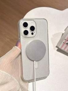 Transparent Soft Gel Magnetic Charging Case | Shockproof & Slim Compatible With IPhone - Glitter Transparent - View 2