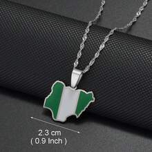 1pc Colorful National Flag Pattern Necklace, Nigeria, Ghana, Jamaica, Guyana Map, Stainless Steel Enamel Material, National Jewelry - Multicolor - View 14