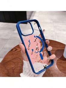 Fluglinienmuster Große Loch Magnetisch Mattiertes TPU-Rahmen Geeignet für iPhone 17 Air/16 15 14 13 12 Pro Max/17 16 15 14 Plus X/Xs Max, Geeignet für S22 S23 S24 S25 Ultra/Plus/FE/+ Acryl Transparent Kabelloses Laden Anti-Fall