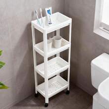 Estante de almacenamiento ancho de cuatro niveles, estante de cocina, estante de almacenamiento móvil, ahorra espacio, fácil de montar y fácil de limpiar, adecuado para baños, aseos, cocinas, habitaciones, balcones, etc. (Blanco 36,1 x 22,8 x 103 cm) - Colores mixtos - Ver 5