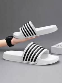 Plus Size 23# Men's Summer Slippers, Size 36-48, Outdoor Comfortable Casual Shoes, Lightweight Non-Slip House Slippers, Wear-Resistant Breathable Men's Sandals, Outdoor & Daily Wear (Asymmetric Pattern). The Soles Of These Slippers Are Made Of EVA Material. Do Not Expose To Direct Sunlight For A Long Time, Otherwise The Shoes Will Shrink. - 1969 White - View 4