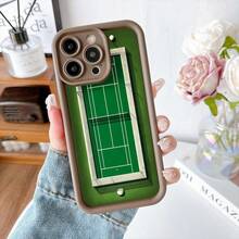 Funda de teléfono con diseño de cancha de tenis verde para iPhone 14 Pro Max funda protectora con estampado de campo de tenis ideal para amantes del deporte y estilo casual - Café integral - Ver 7