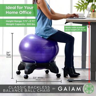 Classic Backless Balance Ball Chair – Exercise Stability Yoga Ball Premium Ergonomic Chair For Home And Office Desk ...