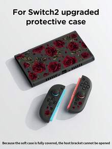1pc Red Rose Pattern Protective Case, Compatible With Switch2 (2025), Switch NS, Switch OLED, Switch Lite, Accessories Compatible With Switch/Switch 2 Gaming Console, Full Set Including Storage Pouch, Card Slot Base, Best Gift Compatible With Switch Players - Multicolor - View 4