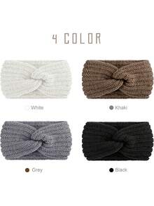 1pc Women's Knitted Knot Headband, Plush Autumn/Winter Ear Cover, Chic Hair Accessory For Daily Outfits - Xám - Xem 7