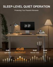 HLONONE Height-Adjustable Desk With USB Charging Port And Power Outlet, Electric Desk, Adjustable Computer Desk With 3-Function Memory - Chân gỗ Maple màu be trắng - Xem 10