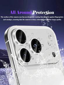 适用于 17 Pro Max/17 Pro 的单摄像头镜头保护膜 - [强力粘合] [防裂] 钢化玻璃金属后置摄像头屏幕保护膜 - 银色 - 銀色 - 查看 4