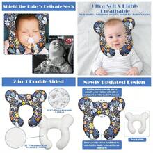 Almohada de apoyo, almohada de cuello Almohada de sueño cómoda mejorada para coche, avión, cochecito, silla de paseo - A - Flor B - Ver 2