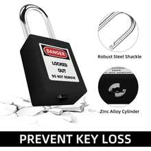 10 juegos de candados de 1,5 pulgadas con viga de acero aislada y anticorrosión para la fabricación de maquinaria industrial. - Negro - Ver 6