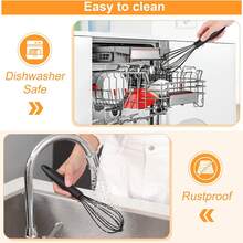 En äggvisp i silikon, värmebeständigt och reptåligt köksredskap i rostfritt stål, används för att blanda, röra om, vispa och vispa. Ett värmebeständigt kokkärl för blandning, omrörning, matlagning, bakning, kakbakning, dessertbakning, näringsrika måltider och överraskningspresenter. - Multifärgad - Visa 4