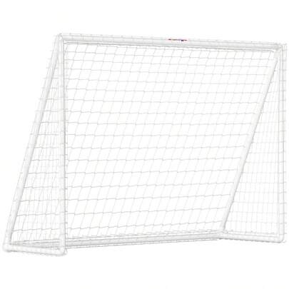 Siatka do piłki nożnej SPORTNOWía, solidna, rama z tworzywa sztucznego, Heringe, 240L x 90W x 180H, biała, dostępna na miejscu