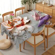 1 Stück neuer chinesischer Stil Koi Fisch Tischdecke, Nische Heim Ästhetik Tischdecke, strapazierfähiges Polyestermaterial, leicht zu reinigen, unverzichtbar für Familienzusammenkünfte, geeignet für tägliches Esszimmer, Wohnzimmer, Familienfeiern, Themenfeiern, Innen-/Außenbereich - Verschiedenfarbig - Übersicht 8