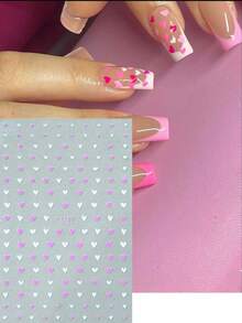 FULL BEAUTY 2 miếng dán móng tay hình trái tim màu hồng và trắng, hình trái tim nhỏ lãng mạn dùng trang trí móng tay cho đám cưới. - Nhiều màu - Xem 5