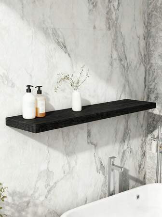 1PC Wood Plastic Floating Shelf Wall Mounted Storage Shelf Rustic Farmhouse Style For Bathroom Kitchen Office Home Decor And Wall Organization