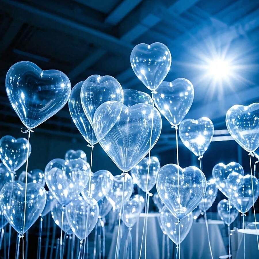 10/25/50/100个装，10英寸（25.4厘米）透明心形气球，适用于生日、婚礼、情人节、新年、开业典礼、家居装饰、气球布置、气球派对、摄影道具、拍照背景、静物装饰等场合。