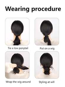 Long Wavy Synthetic Self-Winding Ponytail Hair Extensions With Elastic Rubber Band Braided Hair Bundle For Women Increase Hair