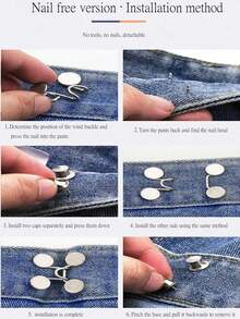 1Pc Invisible Adjustable Waist Reduction Buckle Pin (Without Cardboard) - 金色 - 查看 3