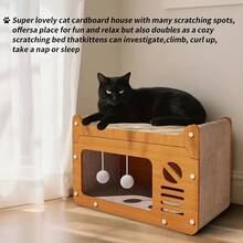 Single-Story Cat Scratching House TV Model - Indoor Cat Play & Rest Area, Easy To Assemble - màu nâu - Xem 6